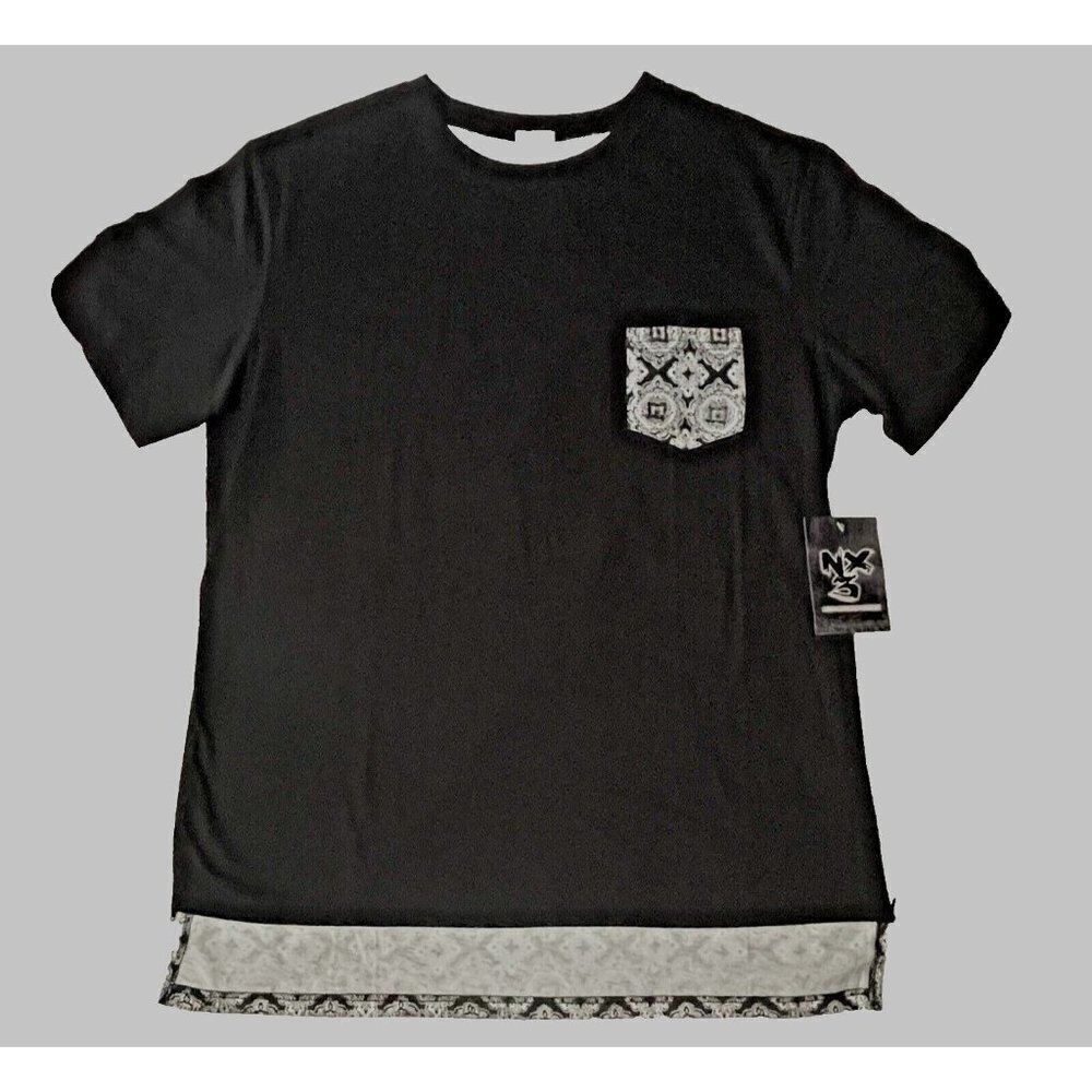 NX3 T-Shirt Side Zips Unisex Sizes AS/AM/AL/ CM/CL/CXL Black &‎ White Print NEW